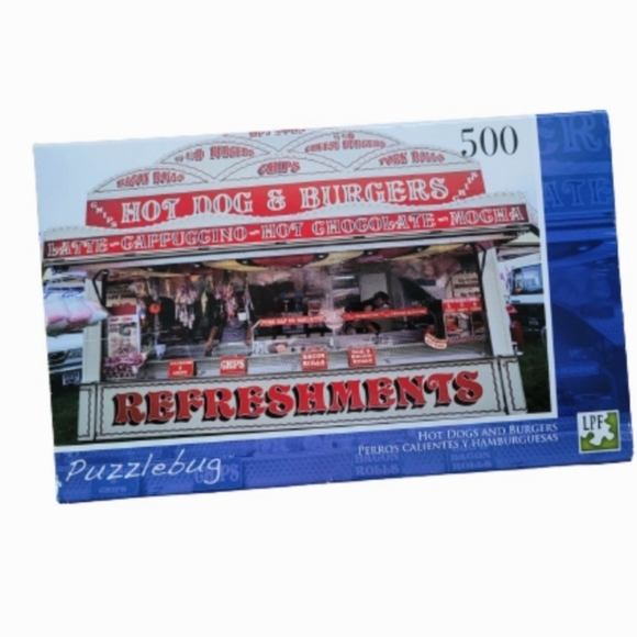 Puzzlebug 500 Piece Puzzle Hot Dogs & Burgers Refreshments - Picture 1 of 7